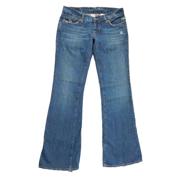 Lucky Brand Vintage Dungarees Button Fly Flare Low Rise Denim Jeans Size 27 - Picture 1 of 10